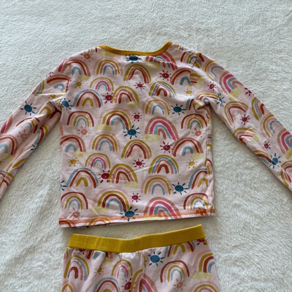 Kids Rainbow Sun Cloud‎ Pajamas Long Sleeve Henley Top Pants Set